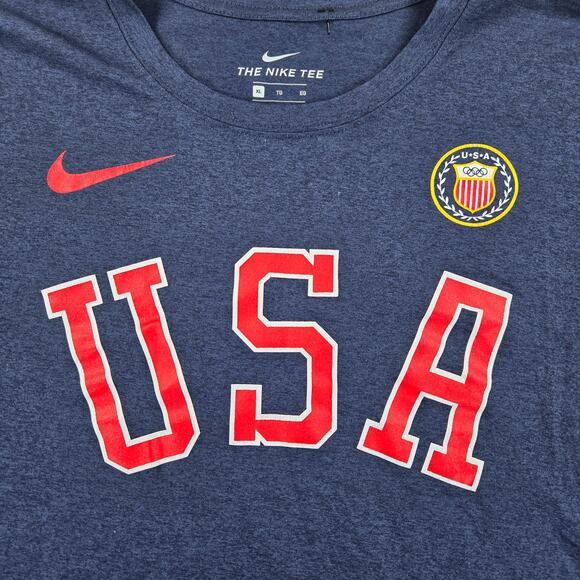 The Nike Tee Dri-Fit USA Long Sleeve Navy Blue Athletic Shirt Men's Size XL - Picture 2 of 6